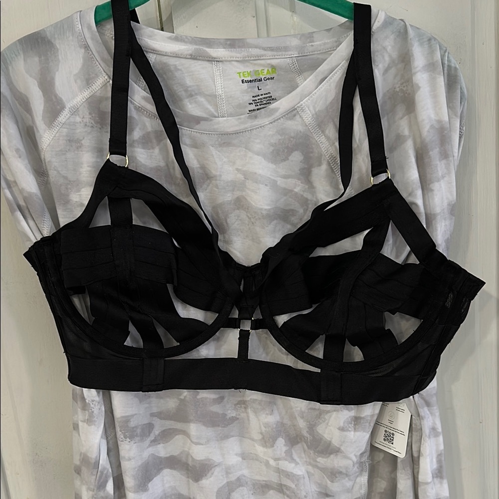 Torrid Curve Black Strappy underwire Bra with Sheer Design